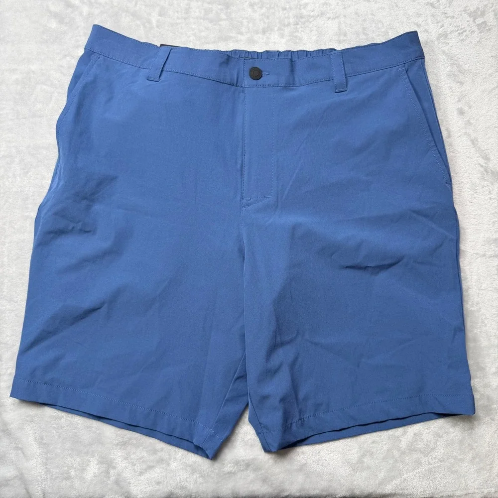 Banana Republic Mens Comfort Flat Front Shorts Blue Stretch Wicking Size 38